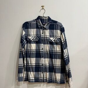 Patagonia Fjord Men’s Blue Plaid Flannel Shirt Long Sleeve Medium